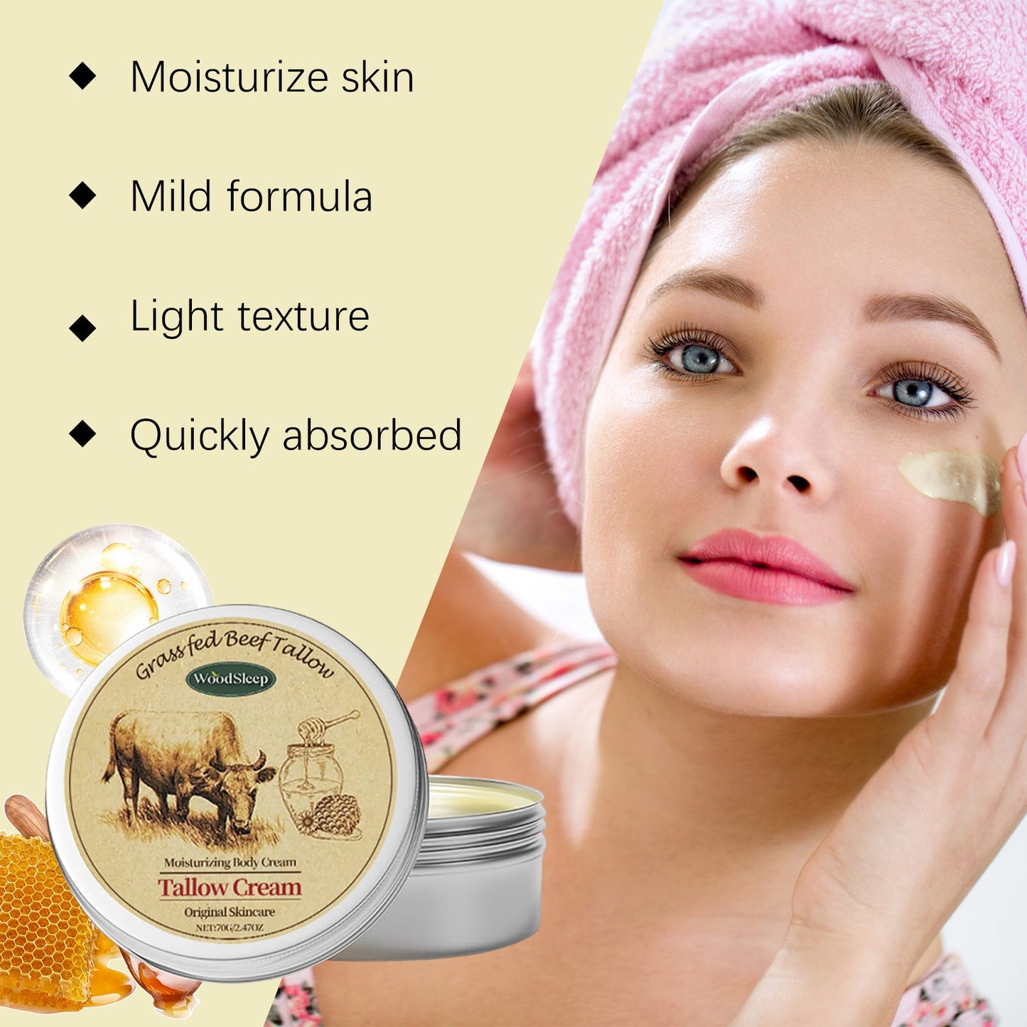WoodSleep Tallow Cream Nourishes, Moisturizes, Hydrates And Moisturizes Dry Skin And Softens Body Skin Moisturizer