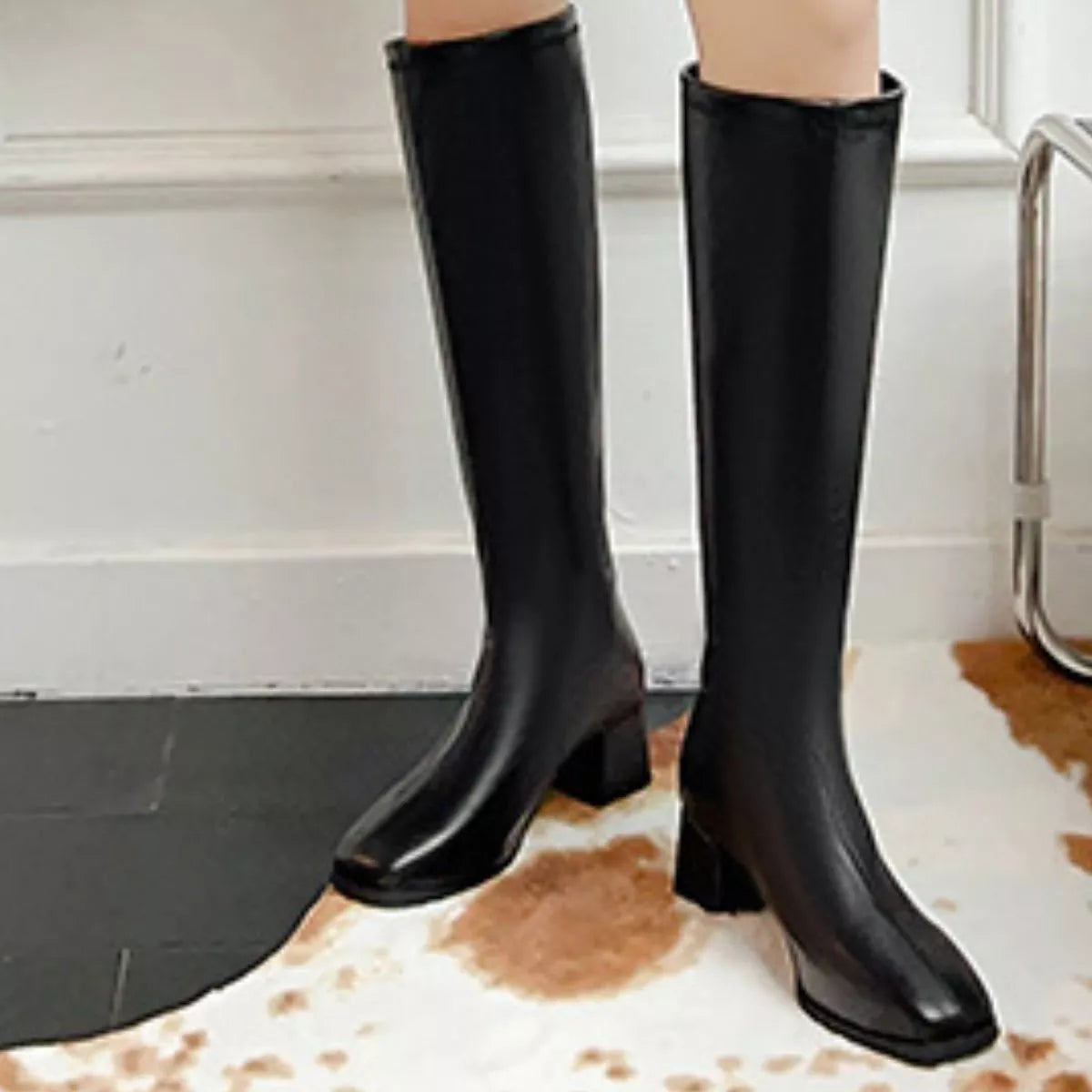 Square Toe Block Heels Boots
