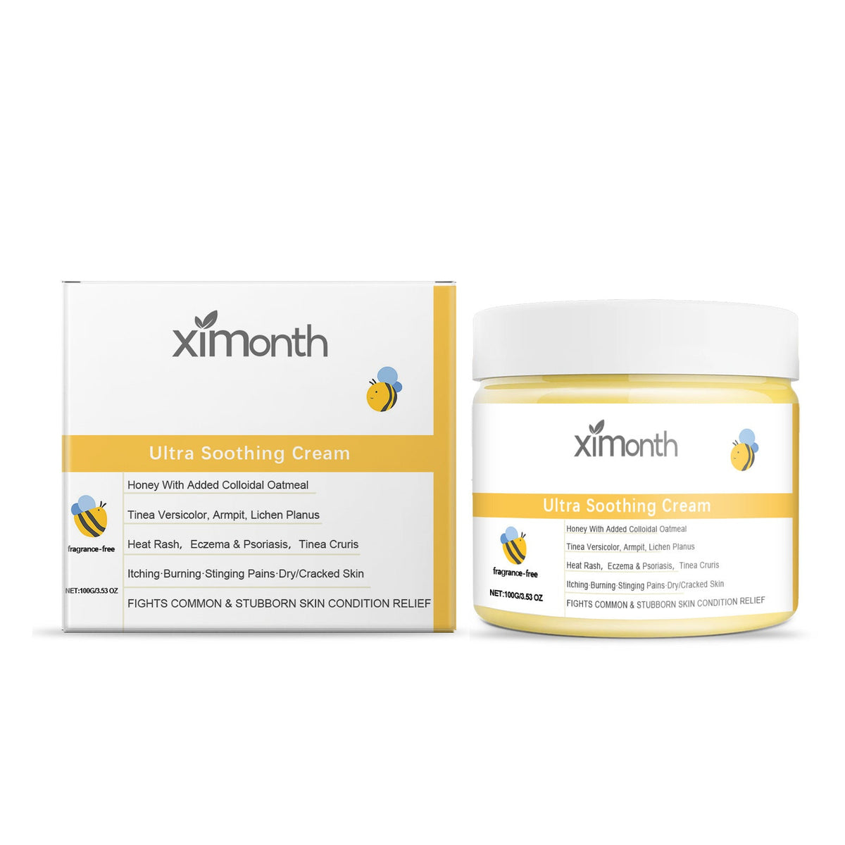 XIMONTH Honey Ultra Soothing Repair Cream, Colloidal Oatmeal Moisturizing Skin Balm For Dry Itchy Irritated Skin, Eczema & Rough Skin Relief Body Care Lotion