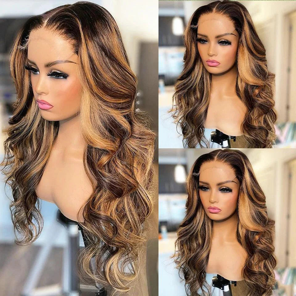13x4 Lace Front Body Wave Human Hair Wig P4 27, Density