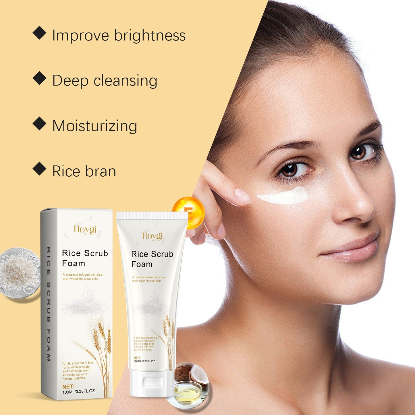 Hoygi Rice Cleanser Gently Cleanses, Hydrates, Moisturizes, Controls Oil, Is Not Tight, Soothes And Repairs Skin