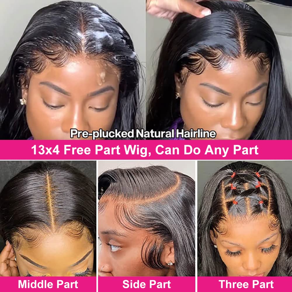 13x4 Straight Human Hair Lace Front Wig, Natural Color, Density