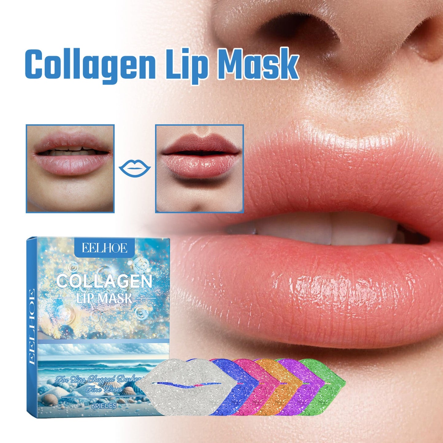 Eelhoe Collagen Lip Mask For Lip Protection Against Dry Cracks Fade Lip Lines And Dead Skin Moisture Lip Mask