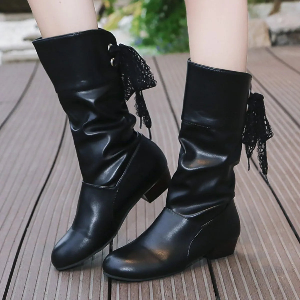 Point Toe Block Heels Boots