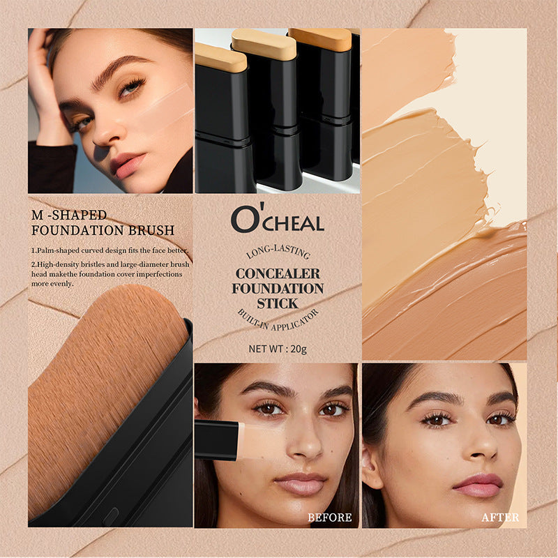 OCHEAL Dual-Ended Concealer Foundation Stick With Brush