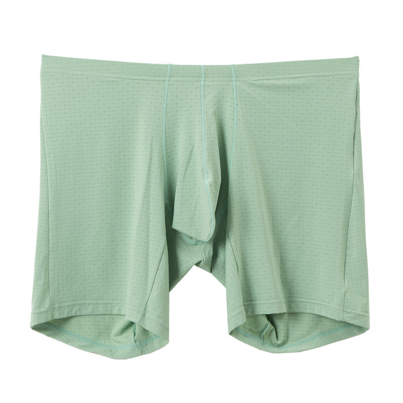 Mens Wide Sexy Sheer Chafe-resistant Solid-color Boxer Briefs