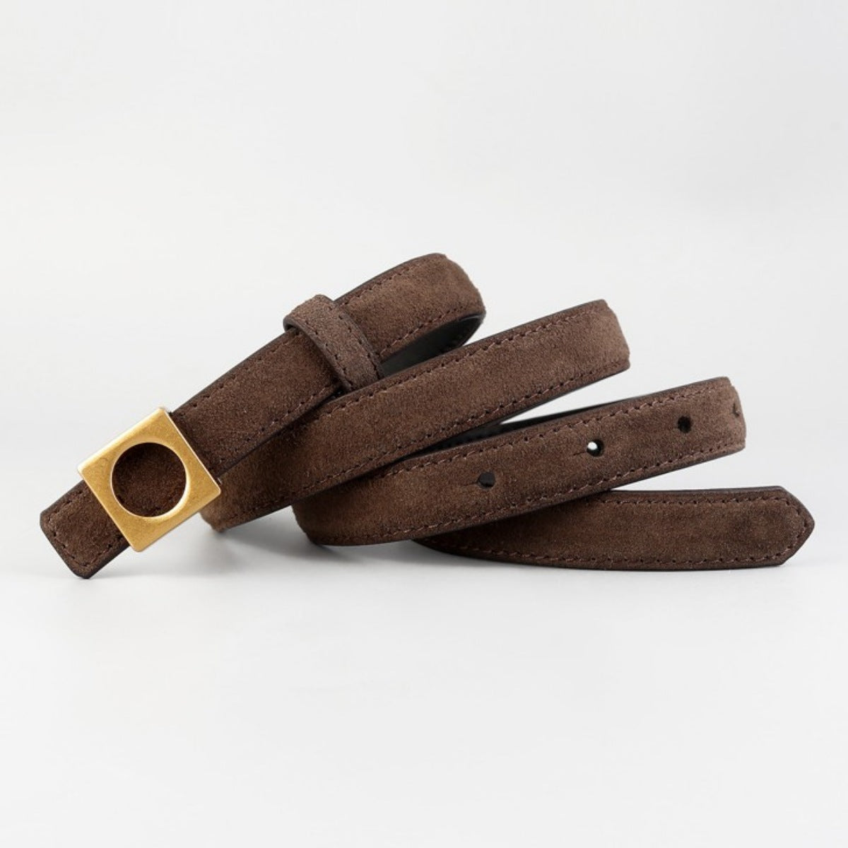 Leather Square Buckle Skinny Belt
