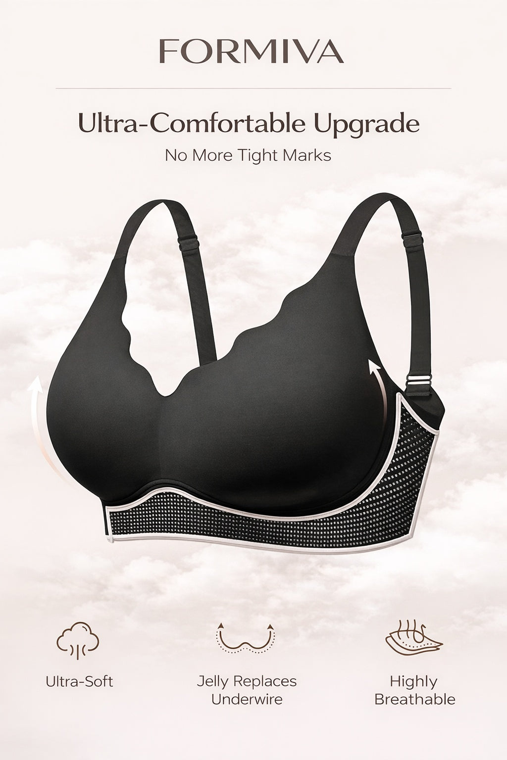 Jelly Bras For Women No Underwire With Support - S-2XL Seamless Bralettes Everyday Comfort Tshirt Padded Bra