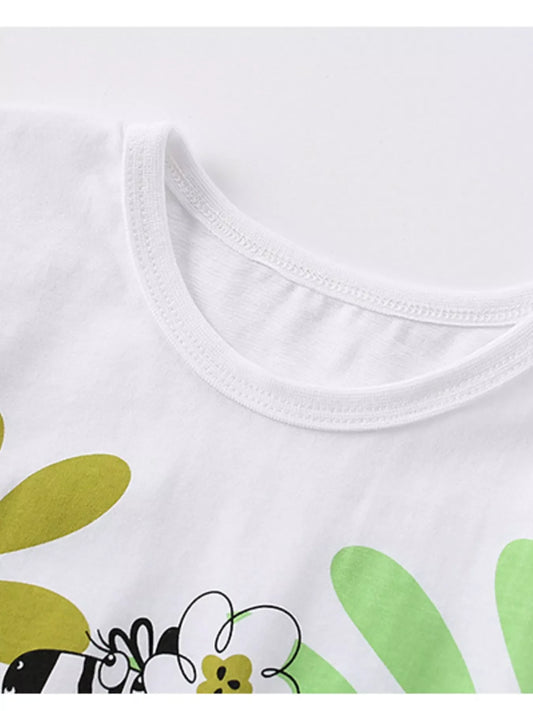 Children's Cartoon Zebra Print Short Sleeve T-Shirt