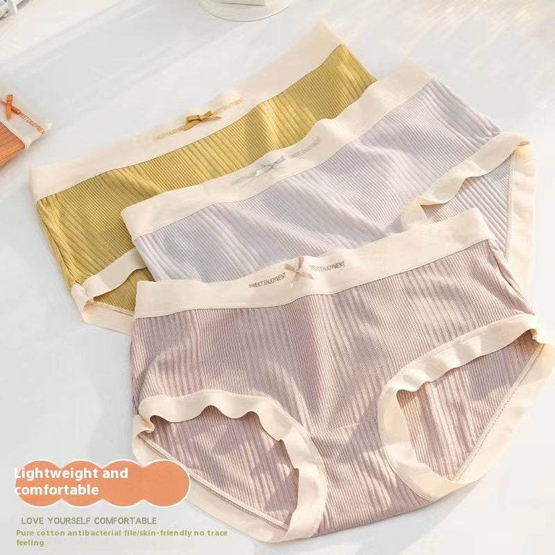 Nude Feel Mid-waist Underwear Seamless Breathable Thin Pure Cotton
