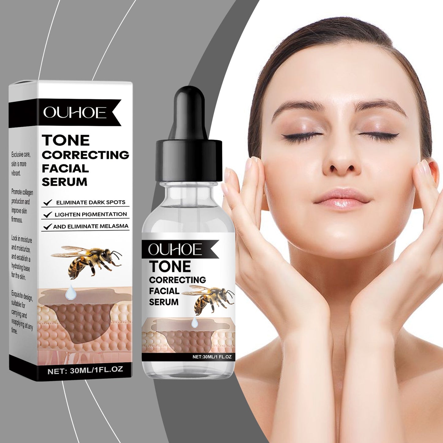 OUHOE Face Essence, Gentle Moisturizing Moisturizing Hydrating Soft Skin Daily Care Face Essence