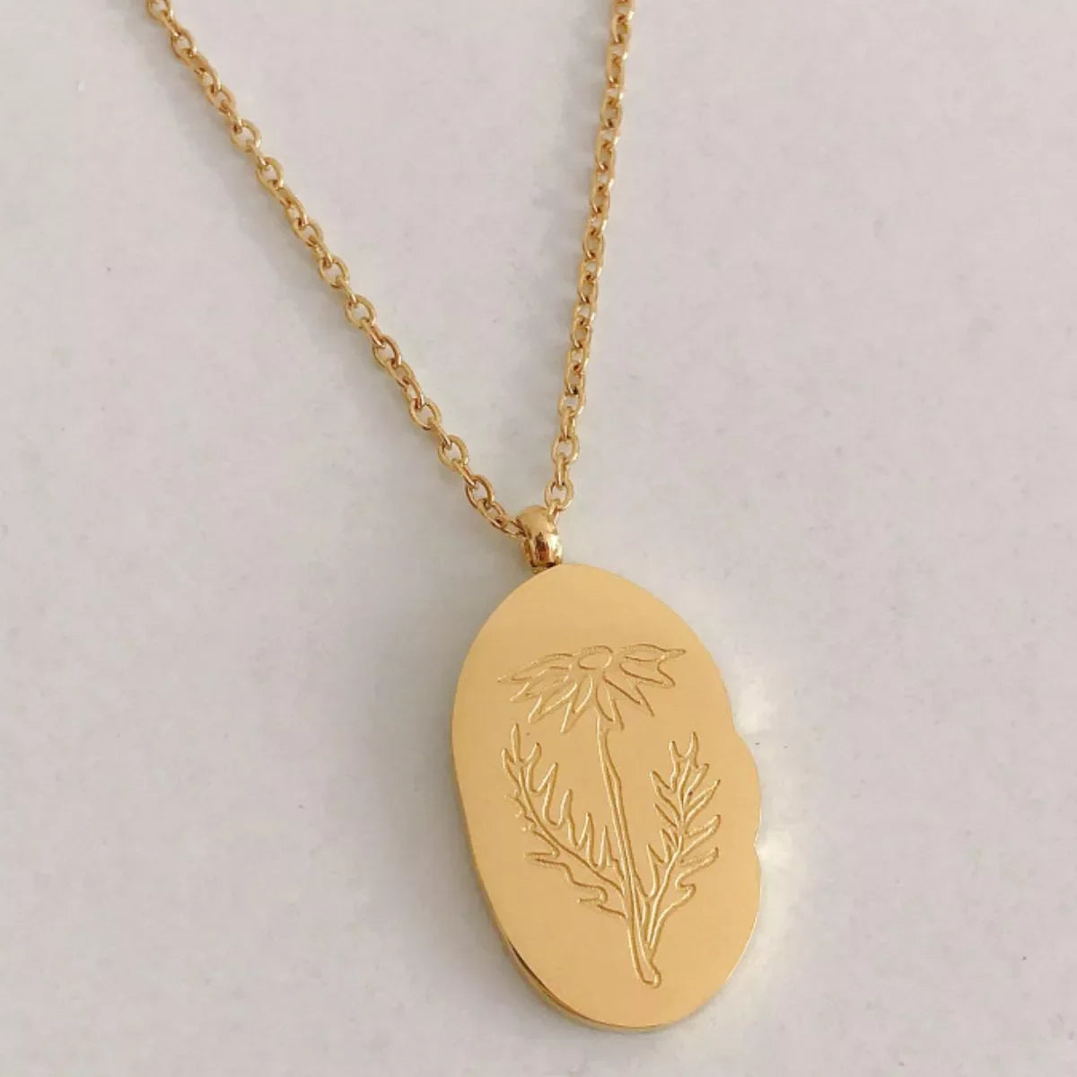 18K Gold-Plated Engraved Pendant Necklace