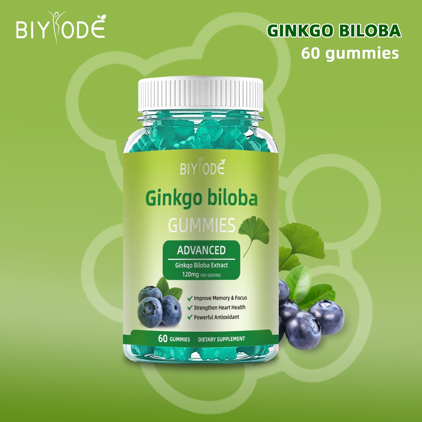 Fast Shipping Ready Stock Wholesale Herbal Supplements Ginkgo Biloba Gummies For Memory & Focus Support