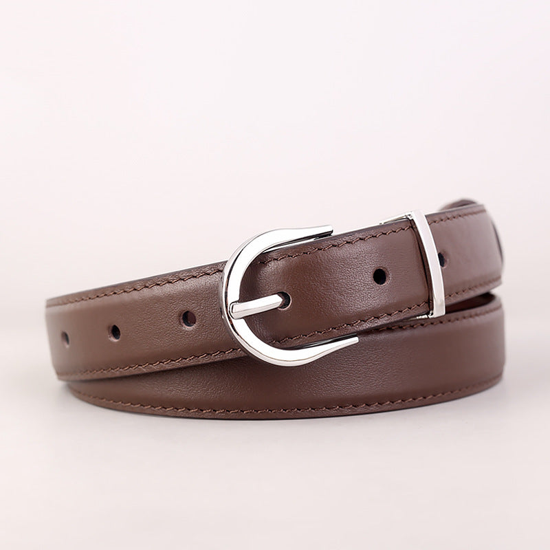 Silver Buckle Leather Belt