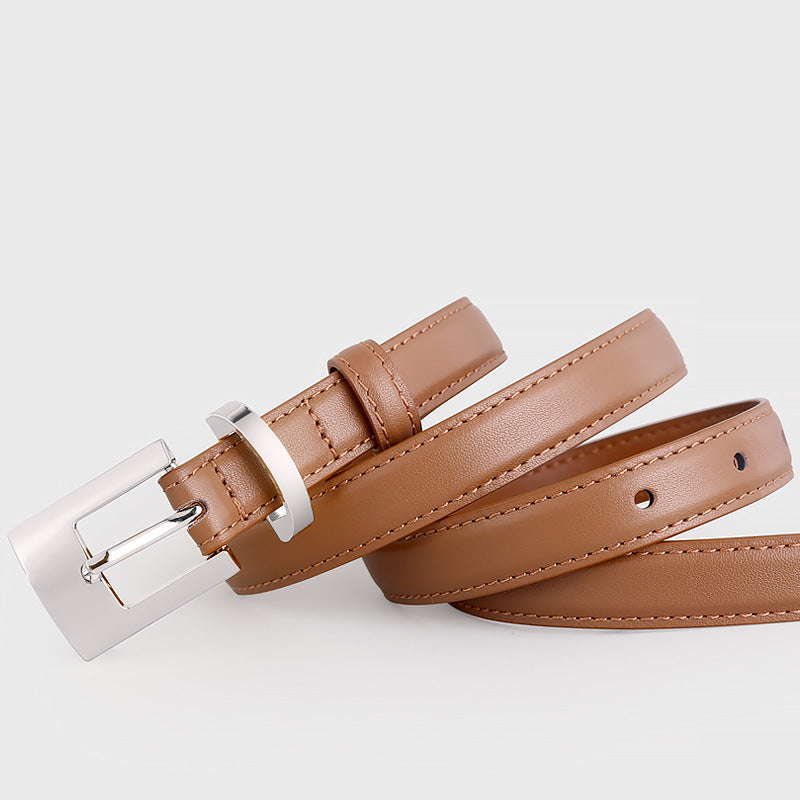 Leather Belt with Silver Buckle