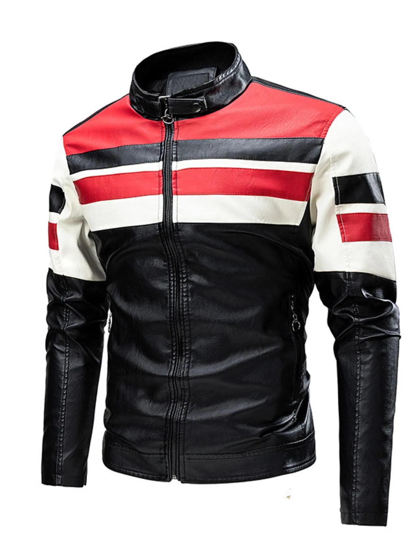 Men's Plus Size Contrast Zip Up Long Sleeve Jacket