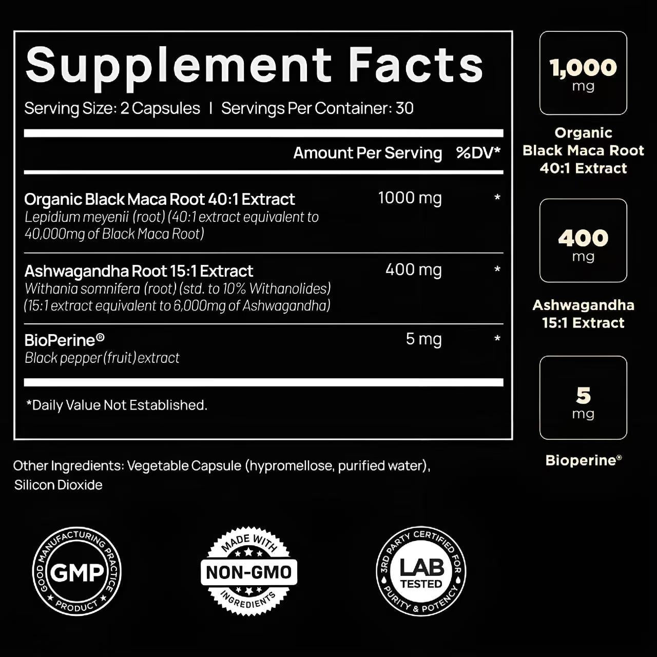 In Stock Black Maca Root Capsules For Men