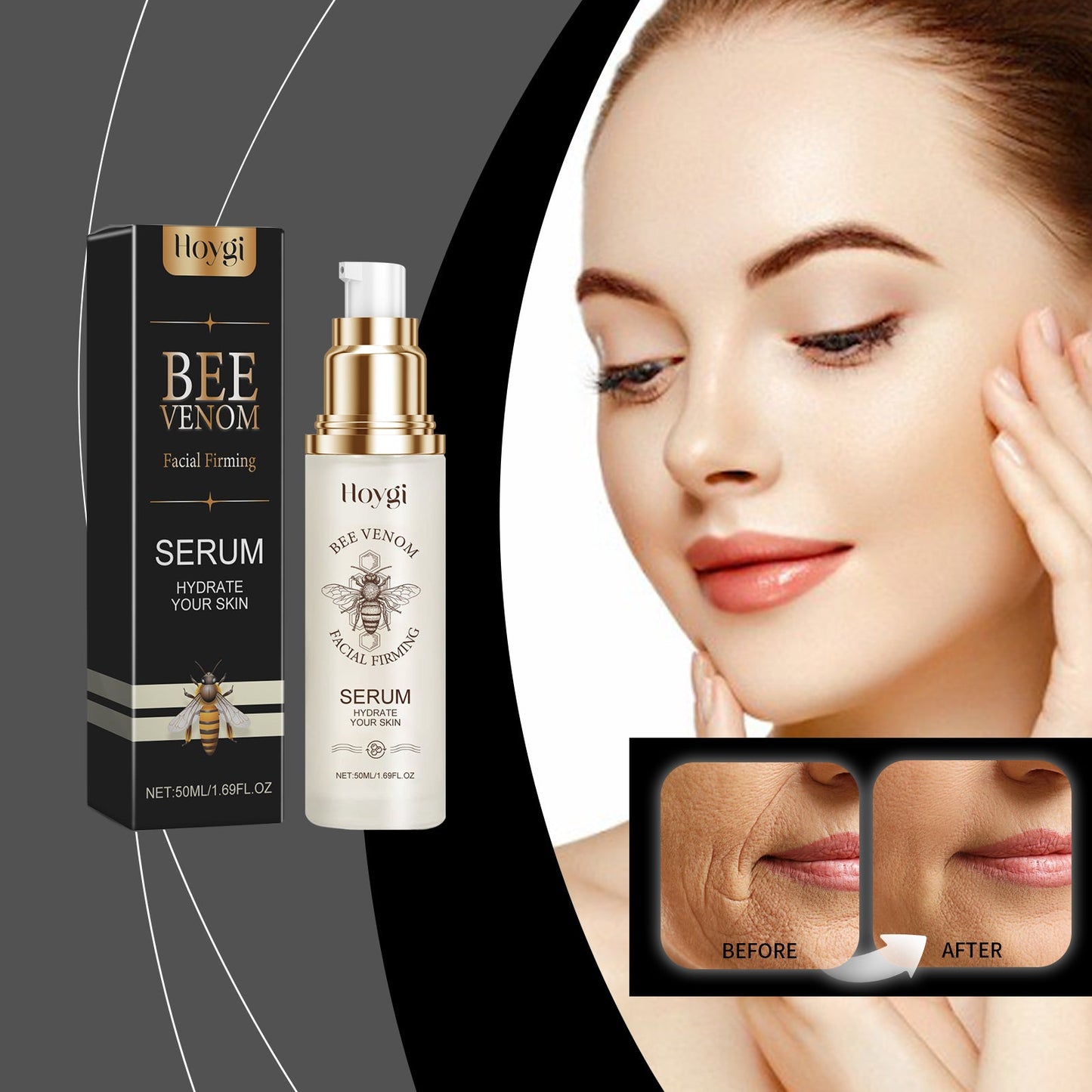 Hoygi Bee Venom Facial Essence, Hydrating, Moisturizing And Refreshing Collagen Firming Skin Care Essence