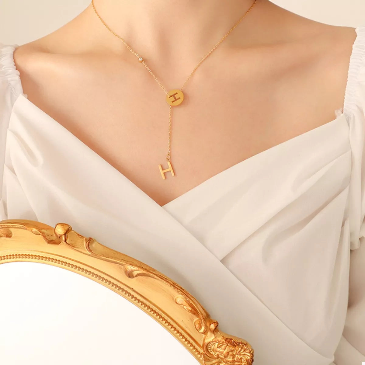 18K Gold-Plated Titanium Steel Letter Pendant Necklace