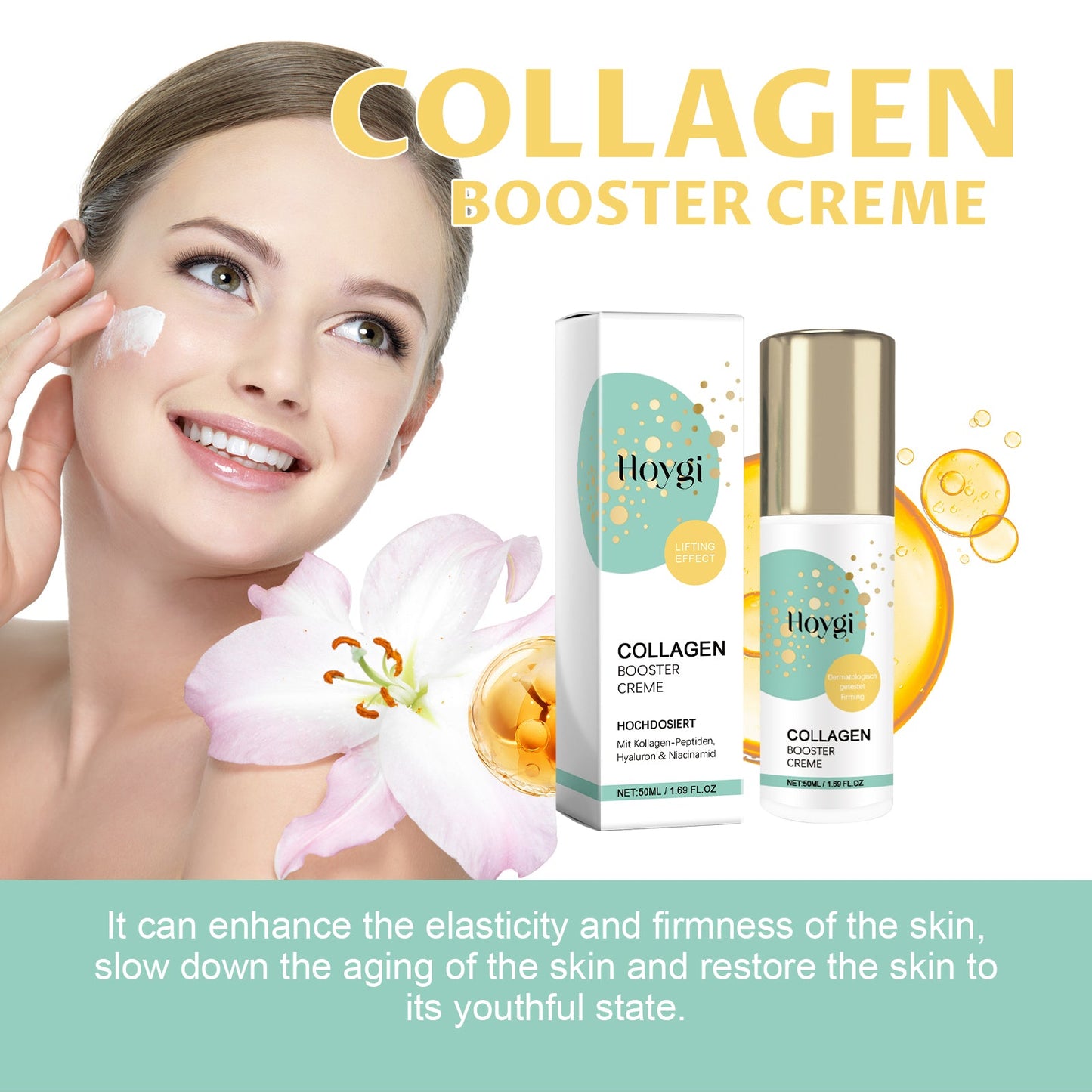 Hoygi Collagen Booster Creme, Reduce Wrinkles Repair Skin Barrier Firming Hydrating Smoothing Cream