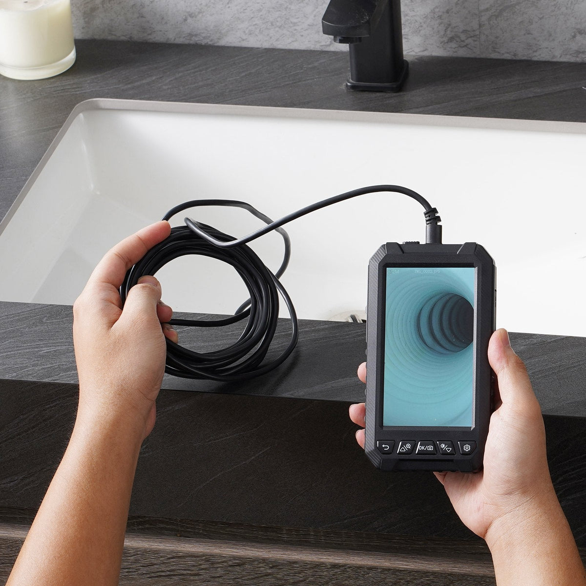 VEVOR Endoscope Camera With Lights Triple Lens Borescope 16.4FT Cable  Screen