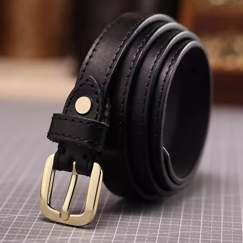 Classic Leather Belt with Buckle
