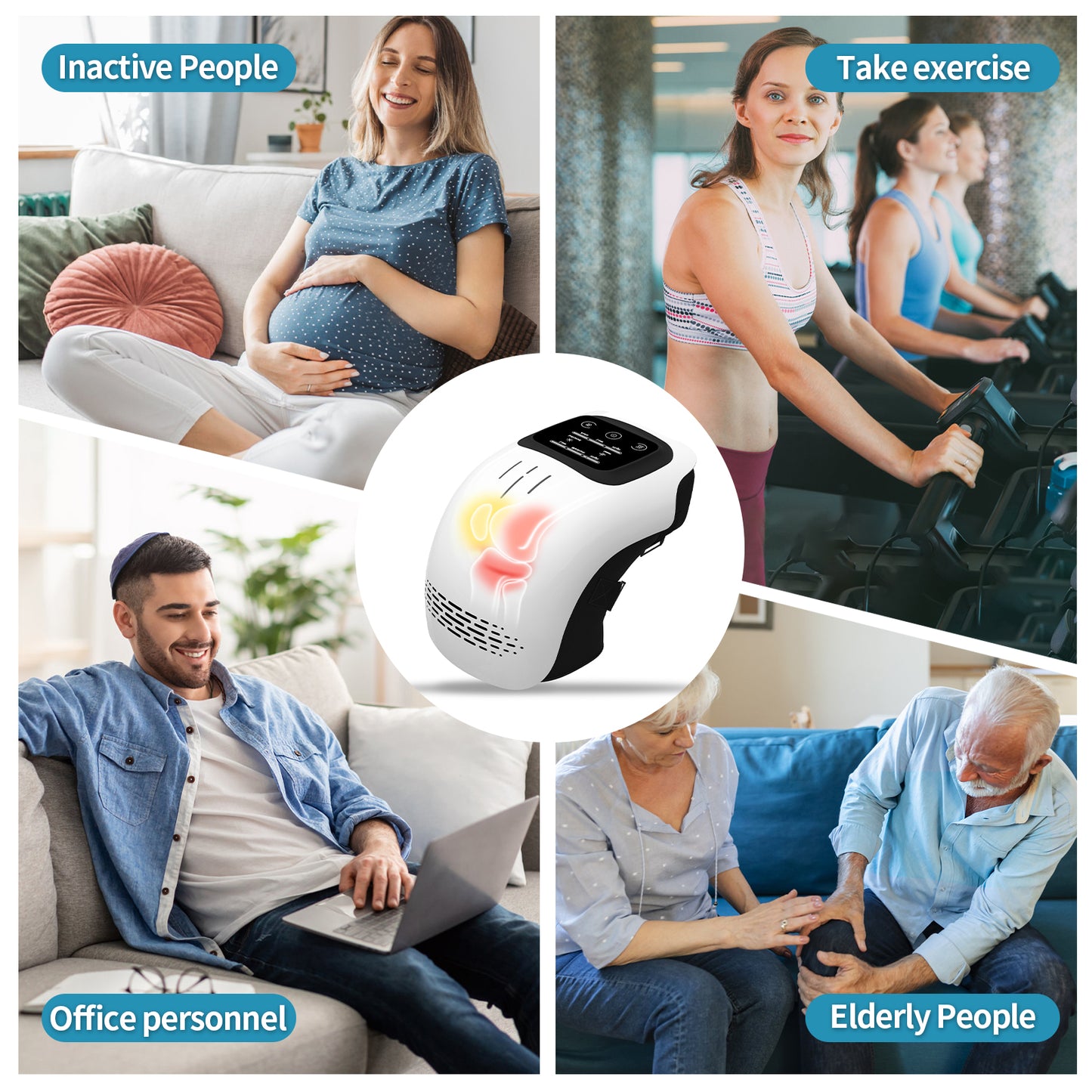 Smart Electric Intelligent Kneading Heating Knee Massager Rechargeable Pain Relief Infrared Laser Vibration Knee Massager