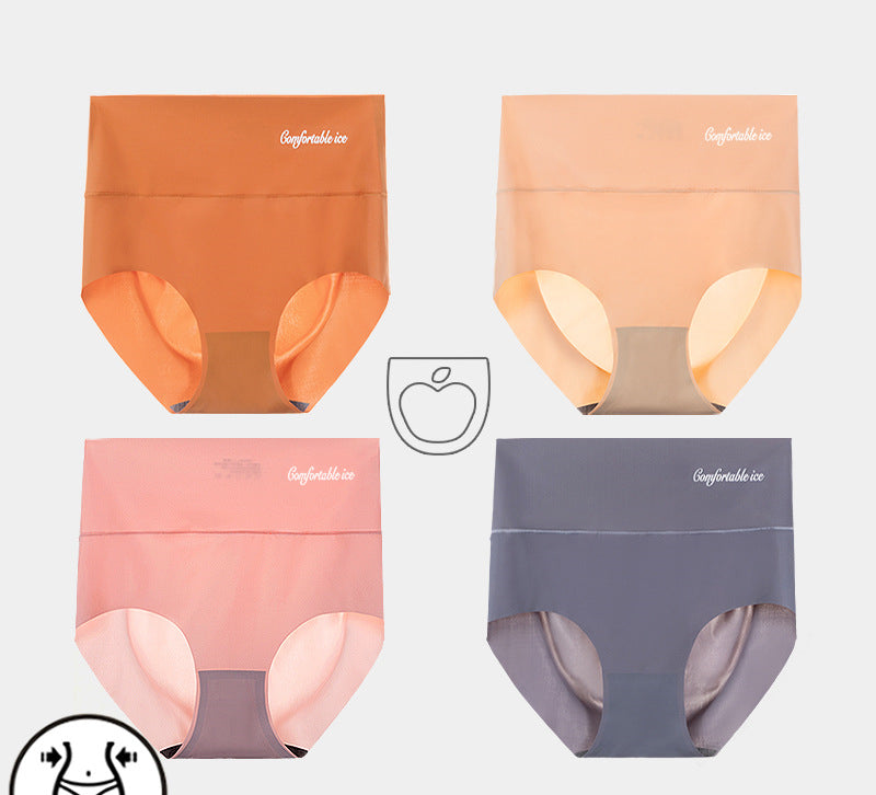 High Waist Ice Silk Seamless Belly And Hip Lift Panties