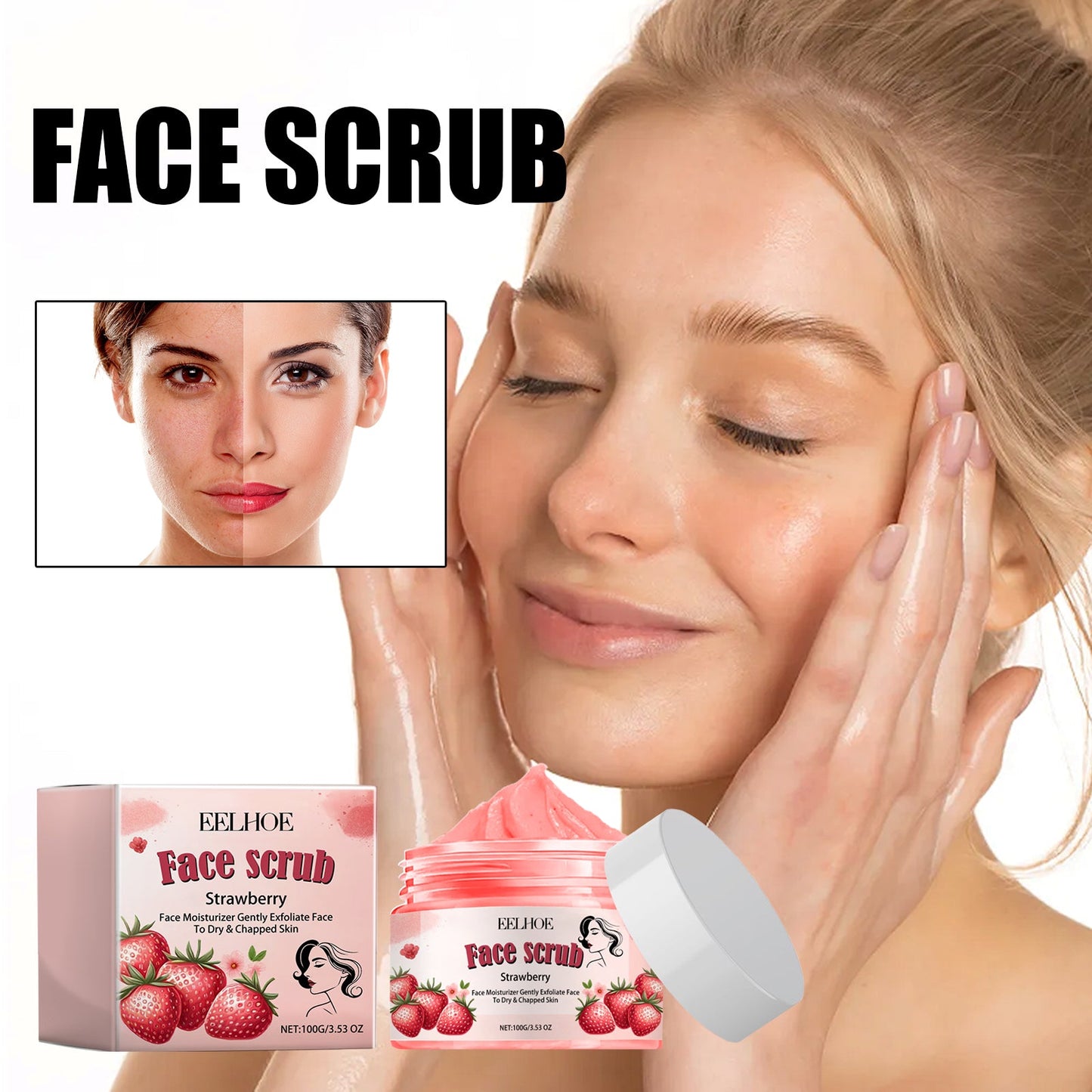 EELHOE Face Scrub, Soften Cutin Supple Skin Moist Water Embellish Burnish