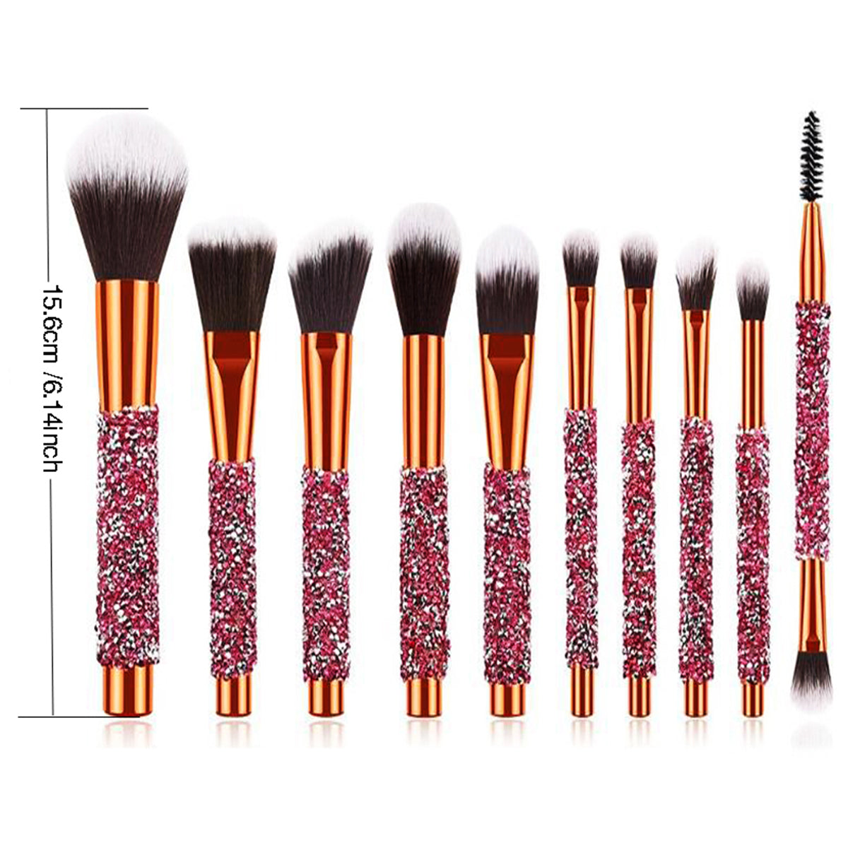 10Pcs Luxury Makeup Brush Set Diamond Rivet Handle Design Crystal Makeup Brush, For Face And Eye Makeup Brush Professional Foundation Concealer Eye Shadow Makeup Tool
