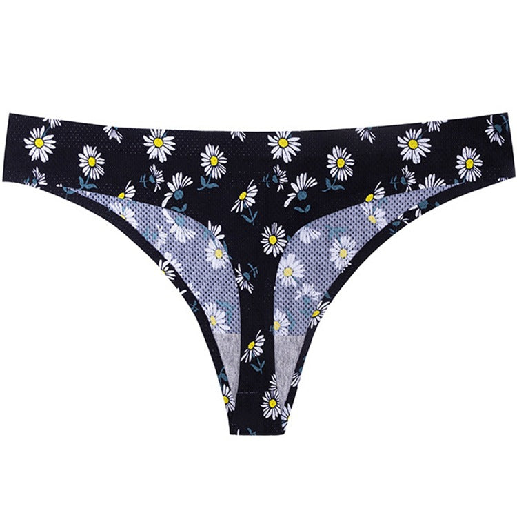 Printed Breathable One Piece Low Waist Thong Women