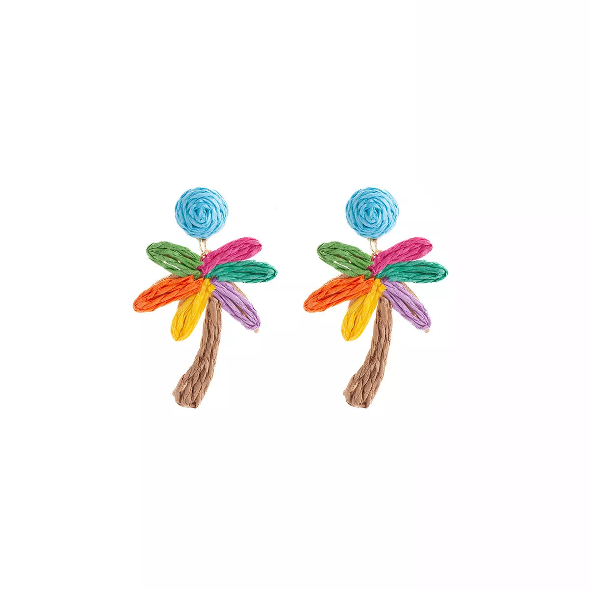 Colorful Woven Flower Drop Earrings
