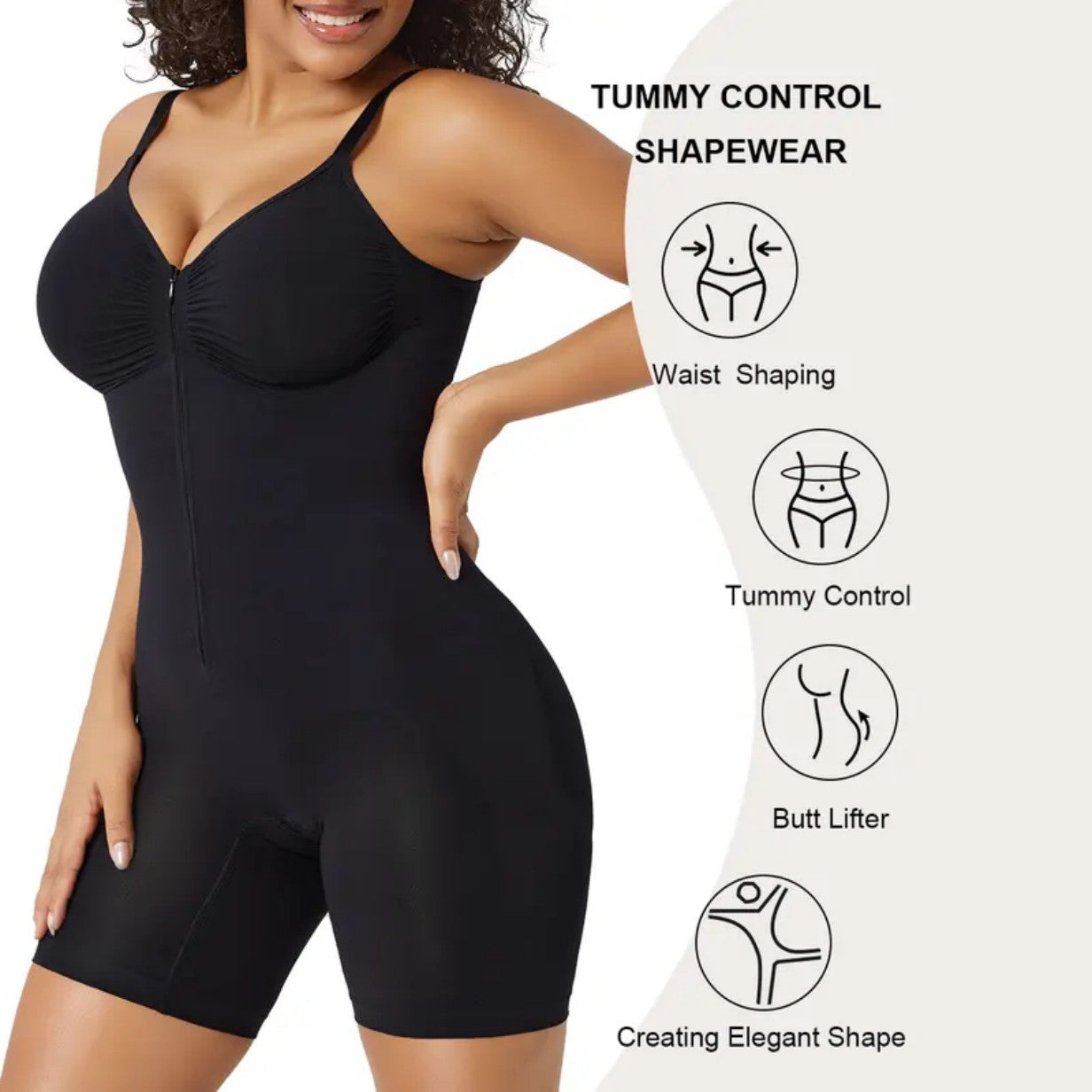 Shapewear For Women Tummy Control Bodysuits Zip-Up Comfort Ultra Stretch Fabric Customizable Fit Breathable Mesh Design Comfortable Fit