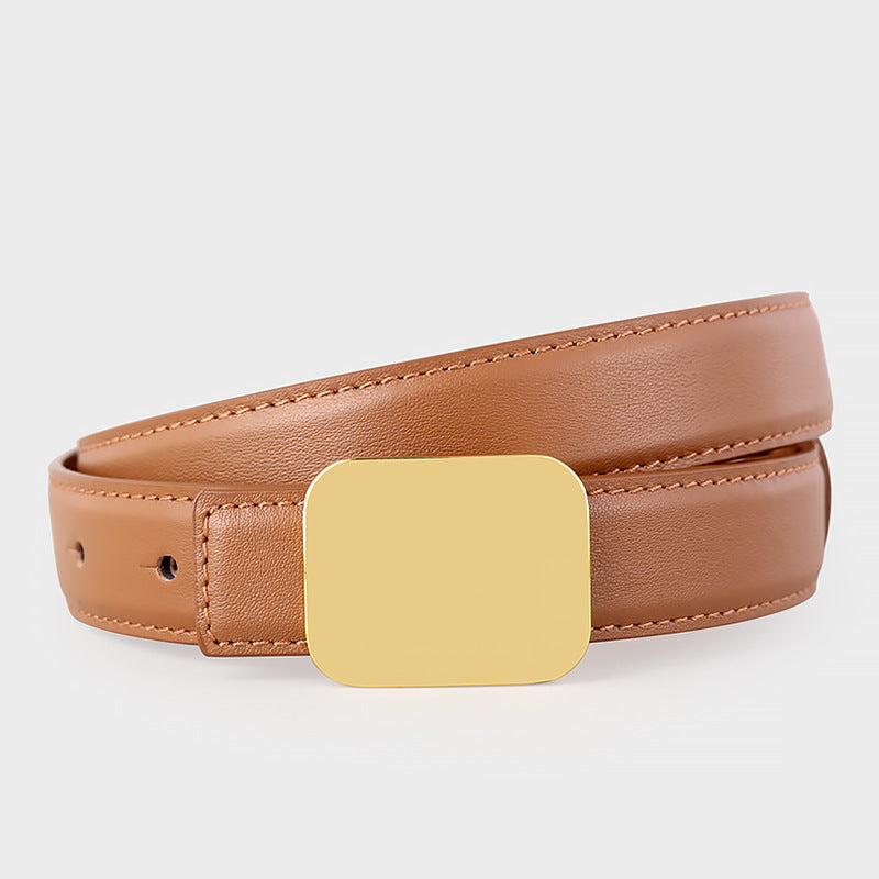 Leather Belt with Gold Buckle