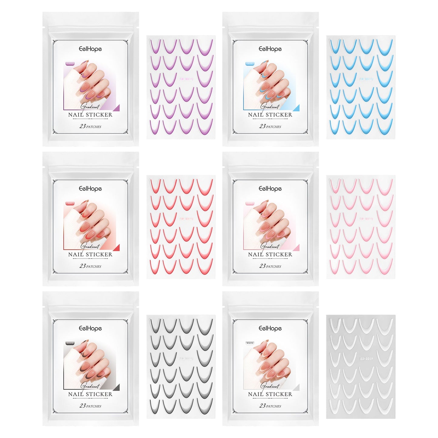 Eelhope French Gradient Nail Sticker Gradient Nail Sticker Easy Nail Decor Personalized Nail Sticker
