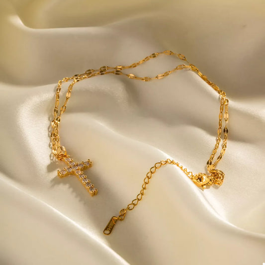 18K Gold-Plated Cross Pendant Necklace