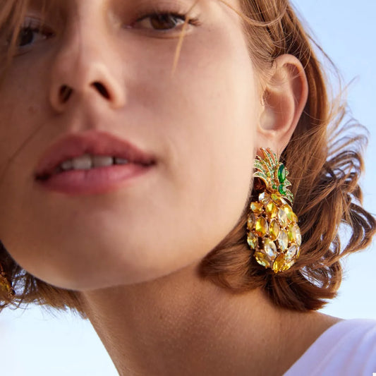 Pineapple Rhinestone Dangle Earrings
