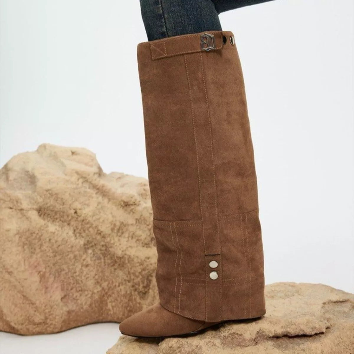 Point Toe Block Heels Boots