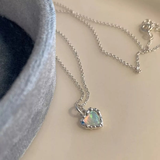 925 Sterling Silver Zircon Heart Necklace