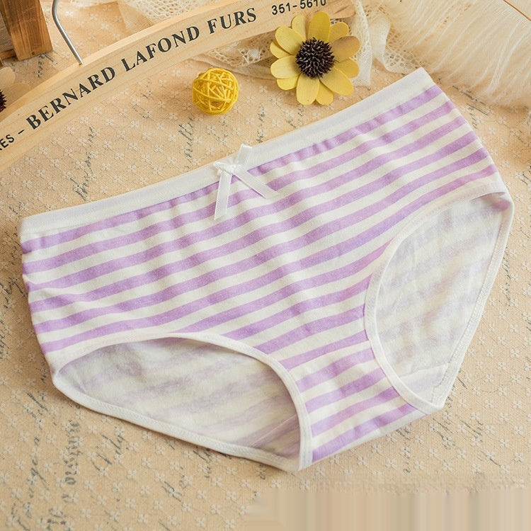Striped Navy Style Bow Cute Women's Panties