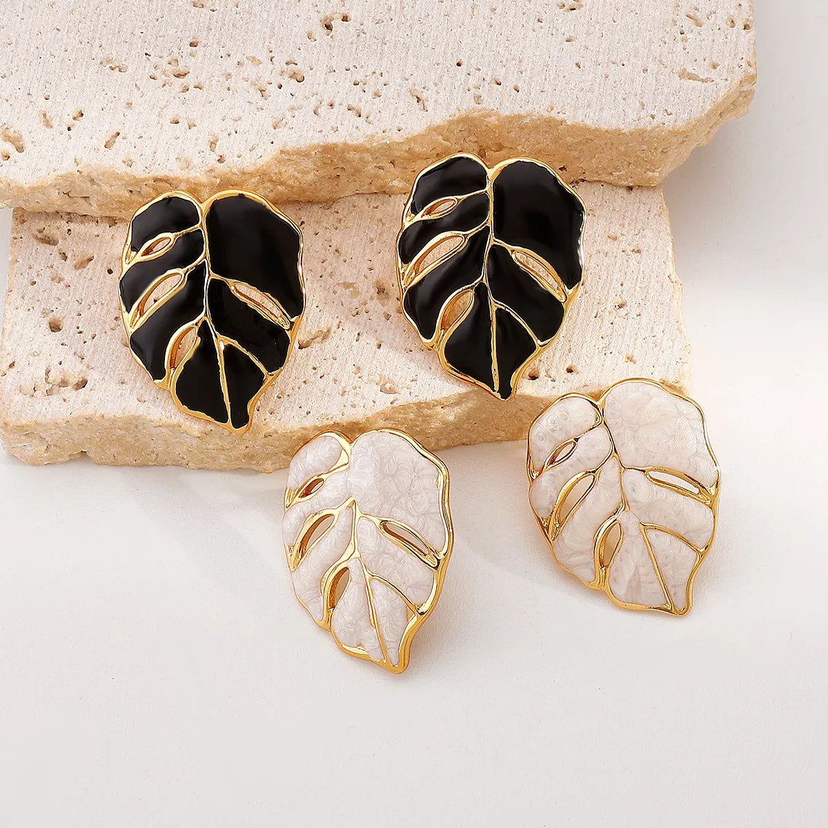 Stainless Steel Leaf Stud Earrings