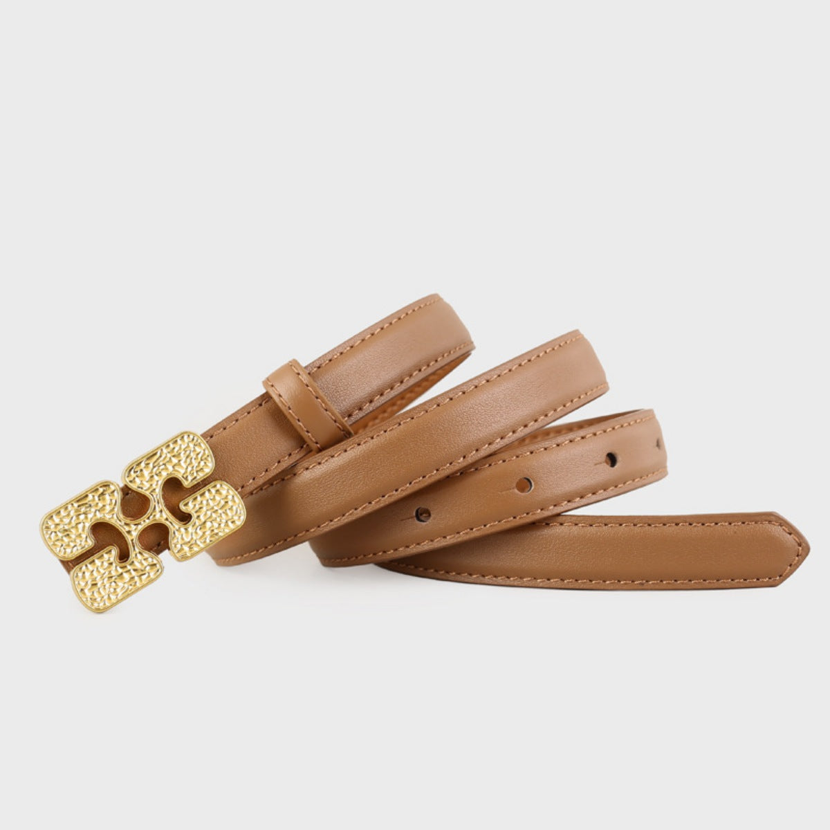 Gold Buckle Leather Belt