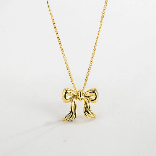Copper Bow Shape Pendant Necklace