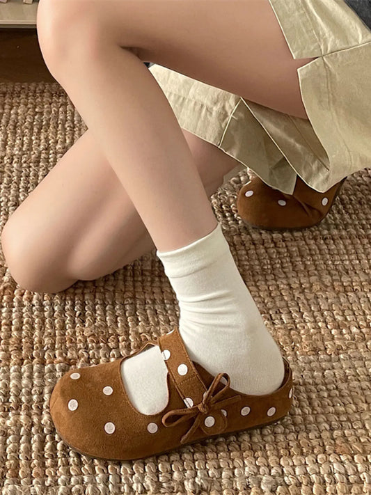 Polka Dot Round Toe Slip-Ons