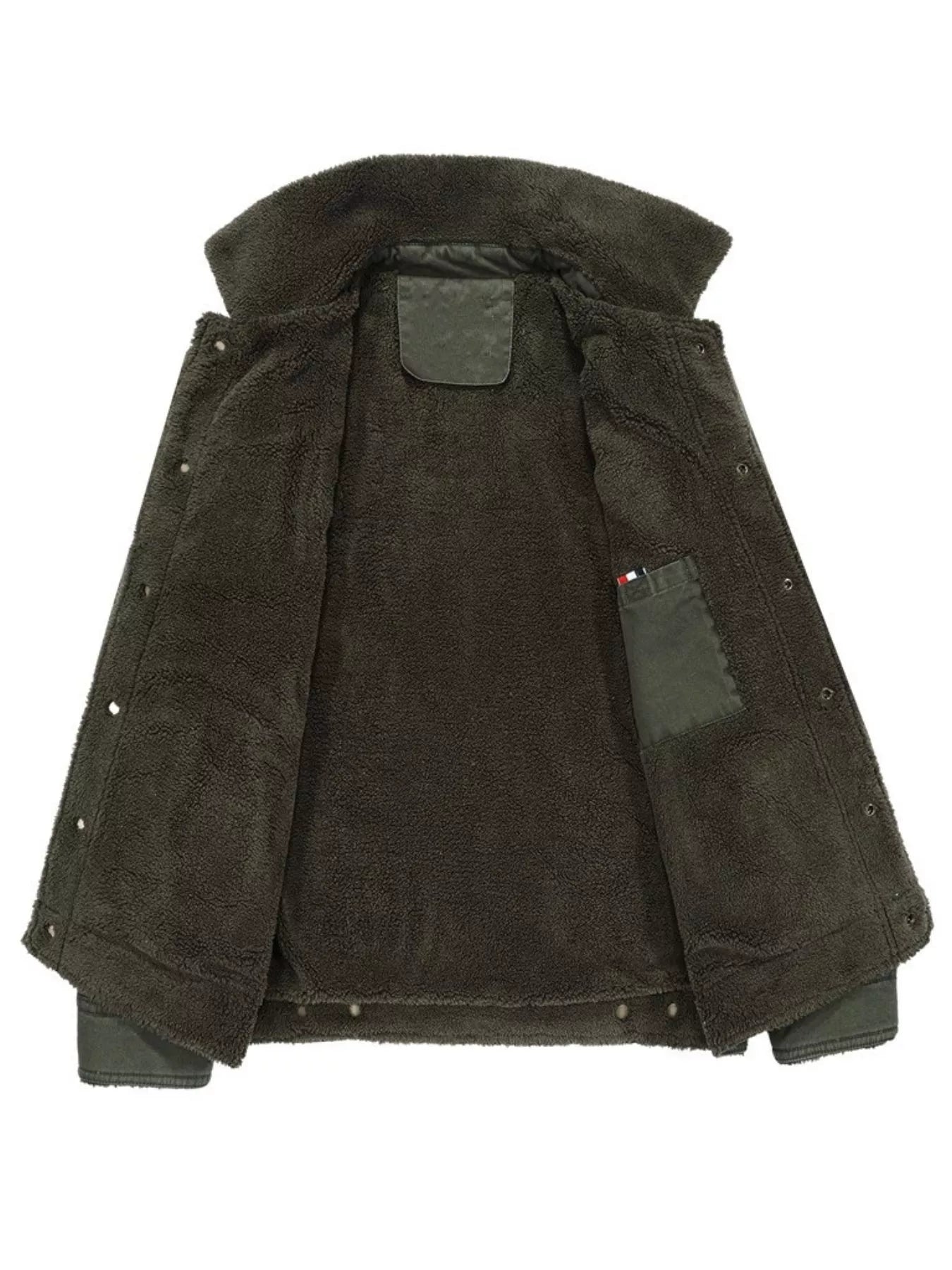 Men's Plus Size Solid Color Sherpa Lined Jacket