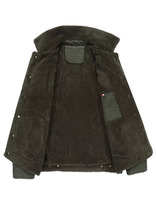 Men's Plus Size Solid Color Sherpa Lined Jacket