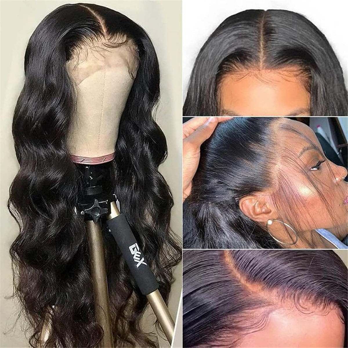 4x4 Lace Human Hair Wig Body Wave Natural Color Density