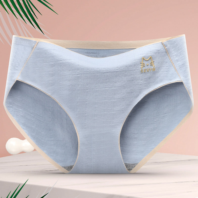 Women's Pure Cotton Antibacterial Mid Waist Seamless Panties