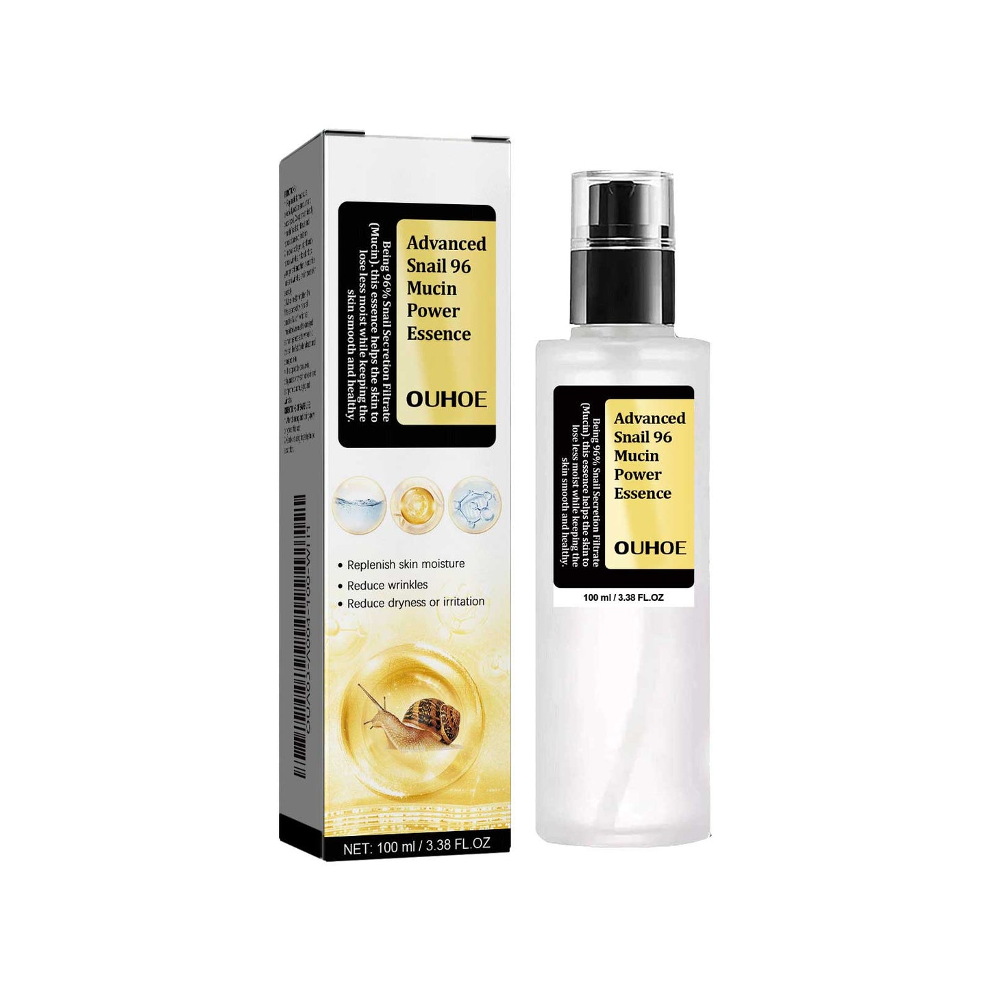 OUHOE Snail 96 Collagen Power Essence, Repair Skin Barrier Moisturizing And Fading Dark Spots Snail Essence