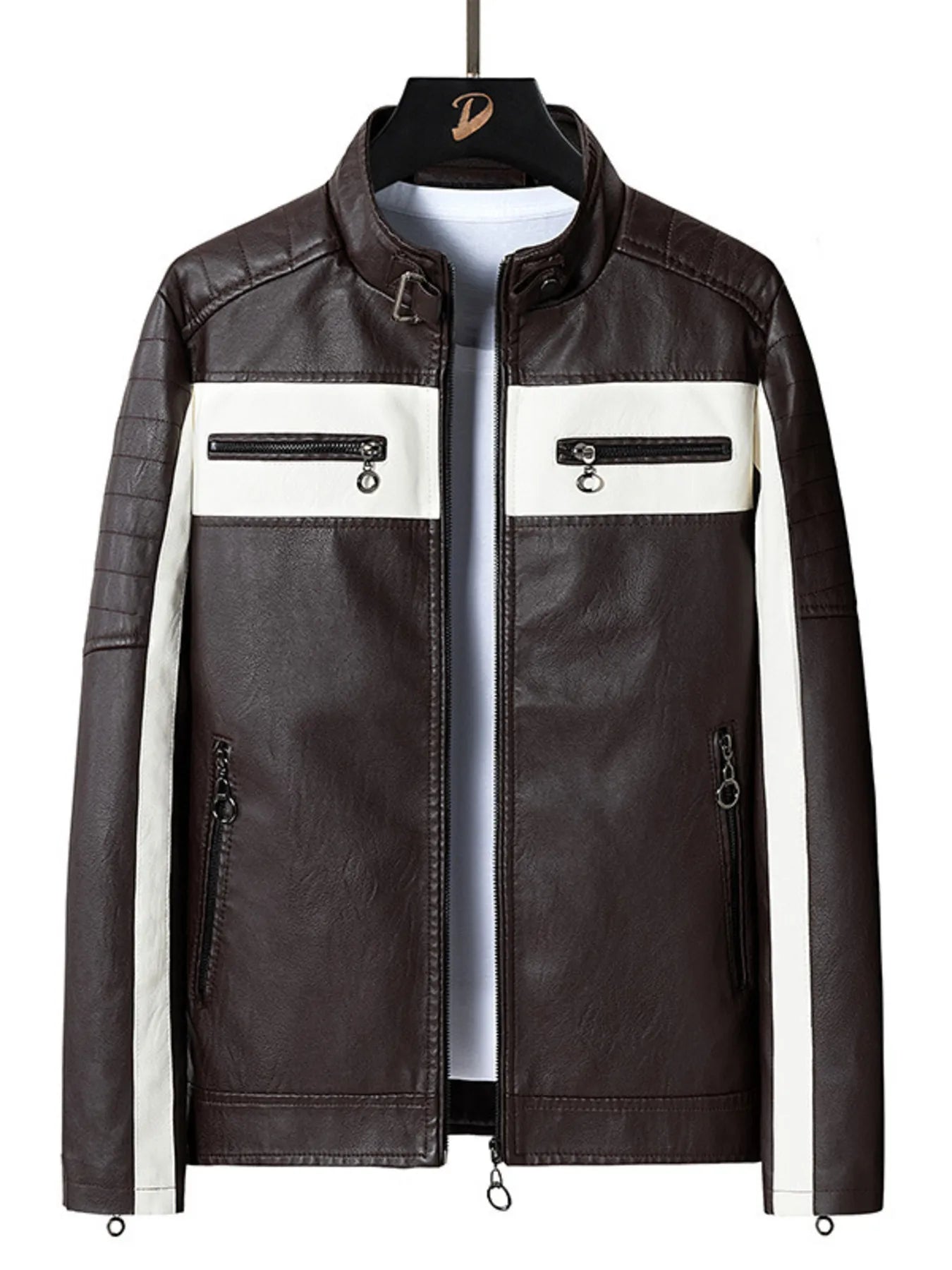 Men's Plus Size Zip Up Long Sleeve Contrast Jacket